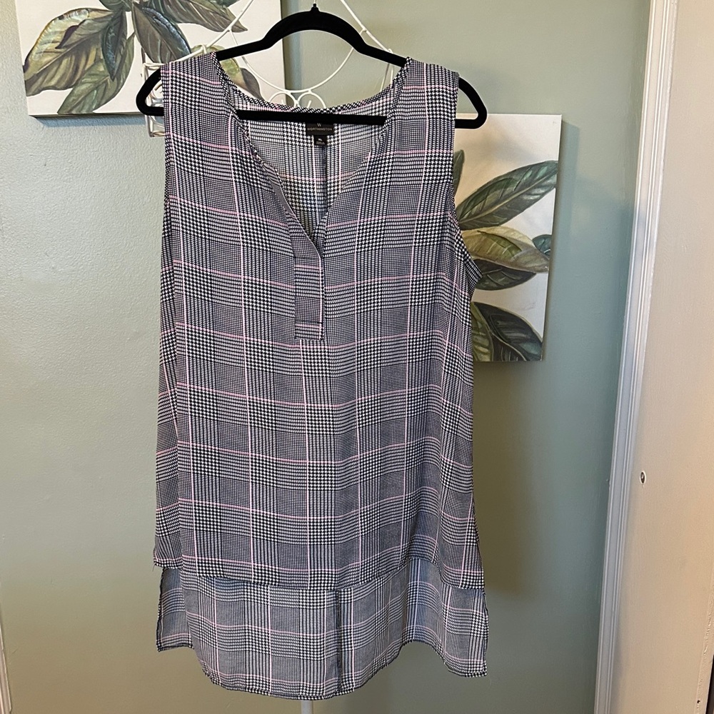 Worthington Black and White Checkered Blouse